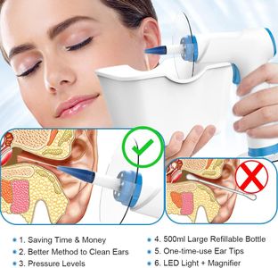 Rechargeable Electric Ear Wax Removal Kit – Irrigation System with 9+1 Disposable Tips & Catch Basin