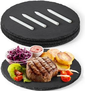 GOH DODD 12 Inch Set of 3 Large Slate Cheese Board, Charcuterie Boards Stone Slate Plates, Laser Engraving Blanks for Meat Fruit Appetizers Sussi Party Wedding Housewarming Gifts, Round