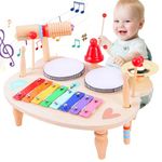 XIAPIA Kids Drum Kit, Baby Drum Musical Instruments Toys for 1 Year Old, Toddler Drum Set with Wooden Xylophone for Kids, Percussion Instruments Musical Toys Birthday Gifts for Children Boys and Girls