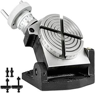 BestEquip Mesa de Trabajo Rotativa Horizontal y Vertical, 100 mm Mesa Giratoria para Fresadoras con 4 Ranuras, 70 y 15 mm Fresadora de Mesa de Trabajo Rotativa para Perforar, Fresar o Cortar en Taller