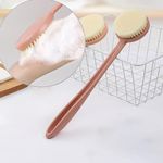 BIYOWOOD multipurpose Bath Body Brush with Soft Comfortable Bristles Long Handle Wet or Dry Brushing Back Scrubber for Shower (new bath brush)