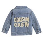 Sanqidu Toddler Baby Boys Girls Jacket Coat Big Sister Brother Fall Winter Outerwear Kids Lil Bro Sis Clothes Outfit (18-24 Months, Cousin Crew Denim Jacket 1)