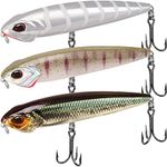 TRUSCEND Pencil Fishing Lures with VMC/BKK Hooks, 2 in 1 Pencil Plopper, Floating Pencil Popper, Dog Walker for Freshwater and Saltwater, Long-Cast Topwater Fishing Lures or Quake Sinking Pencil Baits