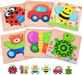 Magifire Wooden Puzzles for Toddlers 1-3, Set of 6 Montessori Toys, 1 Year Old Wood Puzzles for Baby Boys Girls, Large Pieces Safe for Kids, Includes Storage Bag and Giftable Box