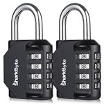 SharkByte Combination Padlock - 4-Dial Heavy Duty Combination Lock, Weatherproof Outdoor Lock Re-settable Combination Padlock for Gym, School, Locker, Outdoor Shed, Storage, Cabinet, Toolbox (2 Pack)