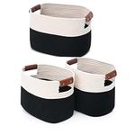 Textile and Beyond boho home decor box rope storage book shelf jute fruit planter basket laundry cloth bag toy gift hamper set of 3 baby tray bucket organizer for living room kitchen washroom 2.10