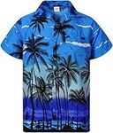 King Kameha Funky Hawaiian Shirt, Shortsleeve, Beach, Monoblue, L