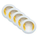 5X Pack Round 35mm Dry-Lining Back Box Electrical Wall Knockout Recessed Flush Mount Deep Pattress Dry Lining Partition Walls Switches Sockets Fused Spur Euro Module Faceplates - Yellow