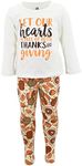 Unique Baby Girls 2 Piece Hearts Full Thanksgiving Clothes Leggings Set Outfit (9Y, White)