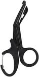 Emapoy Medical Scissors With Carabiner, 7" Bandage Scissors Trauma Shears, Fluoride Coated Non-Stick Blades Stainless Steel Shears For Doctor, Nurses, Nursing Students (Black)