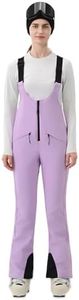 HIGH EXPERIENCE Womens Ski Bib Pants Skinny Soft Shell Snow Overalls Slim Fit Fitted Snowboard Insulated Waterproof Windproof (Light Purple, Small)