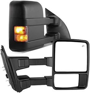 YITAMOTOR Towing Mirrors Compatible for 99-07 Ford F250/F350/F450/F550 Super Duty, 01-05 Excursion Pair Set Extendable Smoke Power Heated with Signal Light Side Mirrors