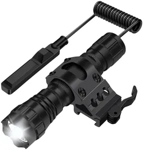 WINDFIRE 2200 Lumens LED Hunting Light Tactical Flashlight Matte Black with Quick Release Picatinny Rail Mount Offset Mount, Remote Pressure Switch