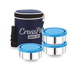 CrossPan Imperial Executive Stainless Steel Mirror Finish 3 Containers Lunch/Tiffin Box (840 ml)