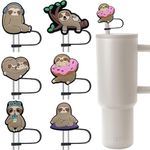 Amreich Sloth Straw Topper for Simple Modern, 6 PCS Silicone Straw Cover Cap for Hydro Flask Tumblers, Animal Silicone Dust-proof Straw Cap Accessories for Home Office Straw Cups