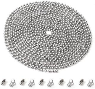 GZXUNFA 197 Inch Beaded Ball Pull Chain Extension Roller Shade Bead Chain Extende, Great Pulling Force Stainless Steel with 10 Connectors (4.5mm, Silver)