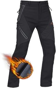 TACVASEN Hiking Snow Pants Men's Waterproof Insulated Fleece Lined Windproof Black