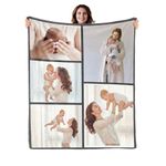 Personalised Blanket for Adult Kids, Custom Photo Blanket Gift for Mum Dad Girlfriend BoyFriend (5 photos)