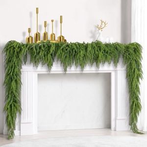 2 Pack Christmas Norfolk Pine Garland 9FT, Real Touch Greenery