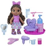 Baby Alive Sudsy Styling Doll, Black Hair, Includes 12-Inch Baby Doll, Salon Chair, Baby Doll Accessories, Toys for 3 Year Old Girls and Boys and Up