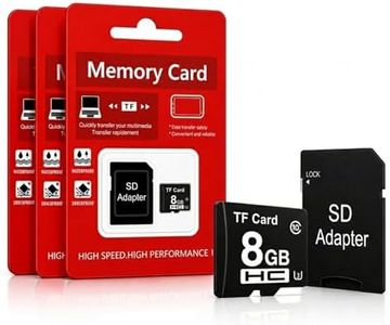 8GB TF Memory SD Card C10 U3 Flash Ultra High Speed with Adapter, 3 Pack