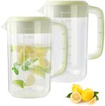 BPFY 1 Gallon 4 Litre Clear Plastic Pitcher with Lid, 2 Pack Clear Water Pitcher for Cold Drinks, Iced Tea Pitcher for Lemonade, Iced Tea, Milk, Juice, Beverages.