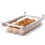 BINO | Pull-out Egg Holder Organizer | THE HANGER COLLECTION | Fridge Egg Drawer Organizer | Clear Egg Holder Tray for Refrigerator and Pantry | 18 Eggs Shelf Holder Storage Drawer