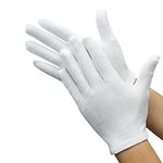 12Pairs Pure Cotton White Gloves Inspection Jewelry Health Daily Work Gloves Large For Men Women (12)