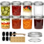 ComSaf Mason Jars 480mL/16oz - 8 Pack, Mason Jars with Lids and Seal Bands, Glass Overnight Oats Jar, Glass Jars with Lids, Canning Jar for Pickling, Spice, Jam, Honey, Airtight Food Storage Container