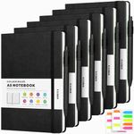 6 Pack Journal Notebooks for Work with 6 Pens, A5 Hardcover Notebook，Business Notebooks Bulk, College Ruled Notebook for Men, Leather Journal for Writing, 160 Pages, 100GSM Thick Paper (5.7" x 8.3")