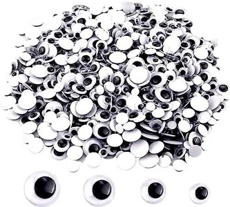 UPINS 2000 Pcs Black Wiggle Googly Eyes with Self-Adhesive, 6mm 8mm 10 mm 12mm Mixed Packaging