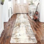 famibay Runner Rugs for Hallway, 2x8 Runner Rug Modern Abstract Hallway Runner with Non Slip Rubber Backed Washable Rug Runner Soft Low Pile Carpet Runners for Hallway Kitchen(Beige/Camel)