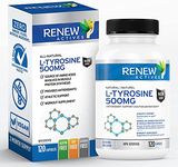 Renew Actives Potent L-Tyrosine Supplement for Amino Acid Support | Boost Muscle Protein Synthesis, Enhance Health & Well Being | 500mg, 120 Capsules