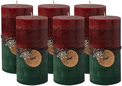 Royal Imports 3" x 6" Pillar Candles for Christmas Holiday Décor, Wedding & Home Decoration, Unscented, Dripless & Smokeless, Set of 6, Red Green Ombre Wax