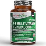 Nutrabytes Vegan Multivitamin and Mineral Complex, 360 Vegan Multivitamin Capsules for Women and Men, 26 Essential Vitamins and Minerals, Natural, 100% Plant Based, Made in UK