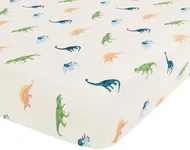 Kyte Baby Soft Crib Sheet - Standard Fitted Crib Sheet Made with Rayon from Bamboo, Ultra-Gentle and Breathable (Ecru Roar)