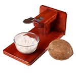 Bmado Homefull Polished Wooden Table Top Coconut Scraper Chirava Grater Thengai Thuruvi, Iron Blade (Weight-850 gram)