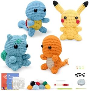 COZYMATE Crochet Kit for Beginners, Complete 4 PCS Cute Animals Crochet Kits for Adults with Step-by-Step Instructions and Video Tutorials - Best Knitting Birthday Gift (4P, Cute Animals)
