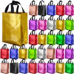 BLEWINDZ 100Pcs Medium Gift Bags Bulk – 10.2" Reusable Gift Bags Tote Bags with Handles - Ideal as Party Favor Bags, Shopping Bags (10 Colors)