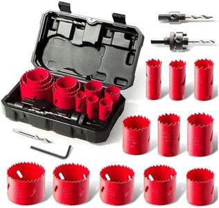 Bi-Metal Hole Saw Kit, HYCHIKA 17 Pcs High Speed Steel 3/4" to 2-1/2" Hole Saw Set in Case with Mandrels, Hole Saw Bit for Metal, Drilling PVC Board,and Plastic Plate