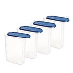 SignoraWare Modular Oval BPA Free Plastic Container | Airtight | Leakproof | Stackable | Kitchen & Pantry Storage | for Grain, Spice, Dal, Coffee, Tea, Cereal etc ( 2.3 Ltr | Set/4 | ModBlue )
