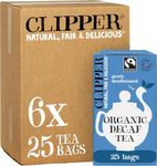 Clipper Organic Everyday Decaf Tea Bags | Natural, Unbleached, Plant-Based Biodegradable & Non GM Black Tea Bags | Eco Conscious & Fair Trade Tea | Individually Wrapped with String & Tag (150 Teabags)