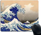 Smooffly Decorative Mouse Pad Art Print Painting Hokusai The Great Wave Rectangle Non-Slip Rubber Mousepad Gaming Mouse Pad