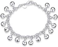 LRGKMCWTOB 925 Sterling Silver Popular Silver Jewelry Silver Jewelry Fashion Boutique Adjustable Bell Chain Bracelet Ladies Bracelet, One Size, Silver Sterling Silver