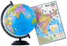 zest 4 toyz Globe Educational 10 Inch Height Metal Black Base Globe with India Political Map (70 x 100 cm) Home Decor World Globe Office Decor Gift Item Show Piece