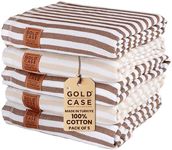 GOLD CASE Turkish Beach Towel Bath Towels MYRA Series - Set of 5 - XXL Oversized 70x40 inches -100% Cotton - Super Soft - Quick Dry Lightweight Sand Free Turkish Towel (Beige-Brown)