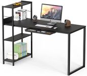 SHW 46-Inch Mission and Computer Desk with Reversible Shelves, Black