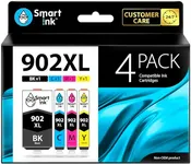 Smart Ink Compatible Ink Cartridge Replacement for HP 902 XL 902XL (4 Combo Pack) to use with Officejet Pro 6978 6968 6974 6975 6960 Officejet 6951 6954 6956 6958 Printers