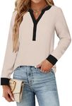 Blooming Jelly Women's Dressy Casual Tops Business Work Blouses Trendy Long Sleeve Button Down Shirts 2024 Fall Outfits (Long Sleeve Apricot,X-Large)