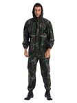 inlzdz Mens One Piece Raincoat Outdoor Reflective Strip Waterproof Jumpsuit Workwear Loose Relaxed Hooded Rainsuits Snow Gear Camouflage 4XL